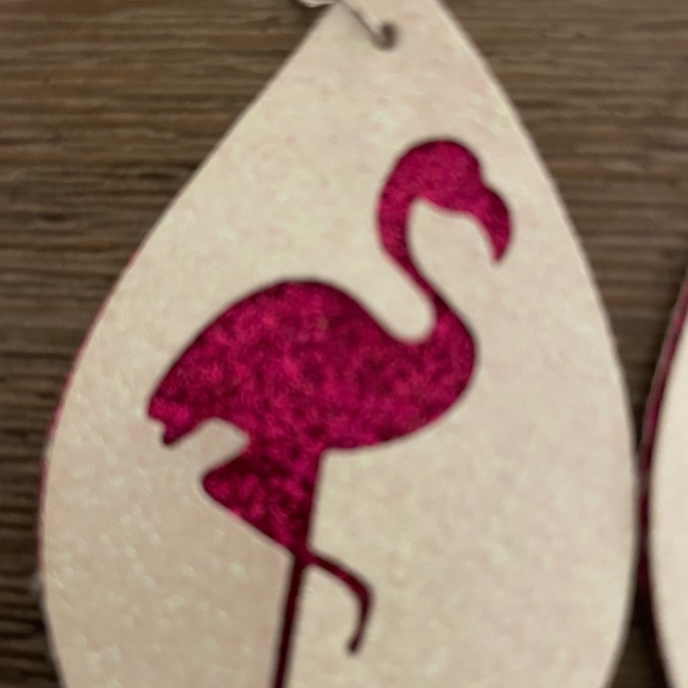 2/$10 Leather laser cut flamingo earrings - Picture 2 of 3